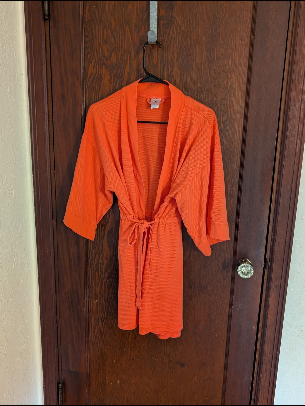 Natori Orange/ Peach Kimono Robe with Waist Tie